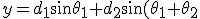 y = d_1 \sin \theta_1 + d_2 \sin(\theta_1 + \theta_2) y = d_1 \sin \theta_1 + d_2 \sin(\theta_1 + \theta_2)